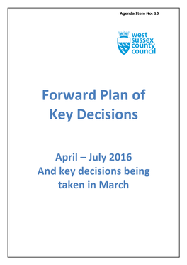 Forward Plan of Key Decisions