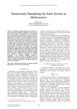 Numerically Simulating the Solar System in Mathematica