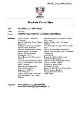 (Public Pack)Agenda Document for Markets Committee, 10/03/2021 11:30