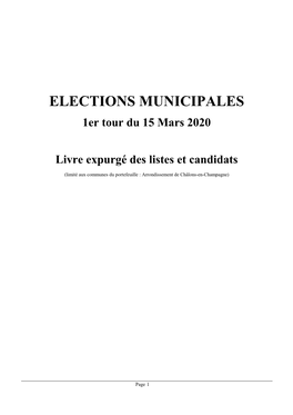 ELECTIONS MUNICIPALES 1Er Tour Du 15 Mars 2020