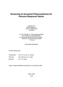 Screening of Ancestral Polymorphisms for Immune Response Genes