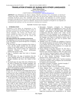 Translation Stages of Quran Into Other Languages