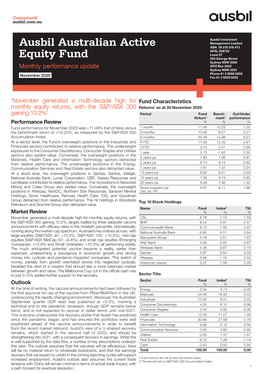 Ausbil Australian Active Equity Fund (ARSN 089 996 127) (Fund)