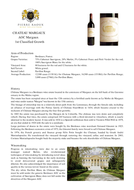 CHATEAU MARGAUX AOC Margaux 1St Classified Growth