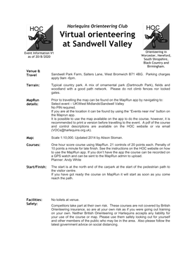 Virtual Orienteering at Sandwell Valley