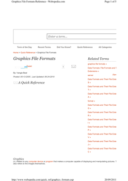 Graphics File Formats Reference - Webopedia.Com Page 1 of 5