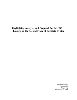 Daylighting Analysis and Proposal for the CSAIL Lounge on the Second Floor of the Stata Center