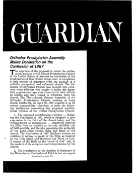 Orthodox Presbyterian Assembly Makes Declaration on the Confession of 1967