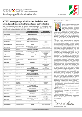 CDU-Landesgruppe NRW in Der Fraktion Und Den Ausschüssen Des Bundestages Gut Vertreten