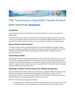 Files Transmission Using Media Transfer Protocol