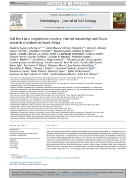 Soil Biota in a Megadiverse Country: Current Knowledge and Future