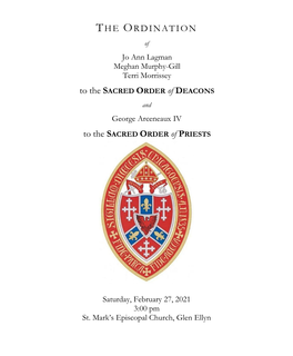 THE ORDINATION to the SACRED ORDER of DEACONS to The