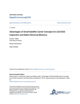 Advantages of Small Satellite Carrier Concepts for LEO/GEO Inspection and Debris Removal Missions