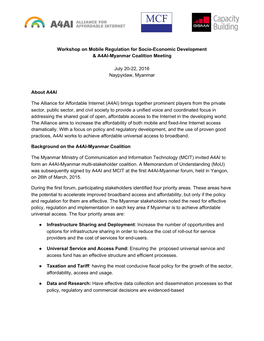 Workshop on Mobile Regulation for Socioeconomic Development