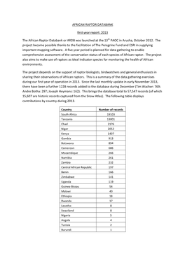 2013 the African Raptor Databank Or ARDB Was Launched