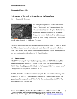 Borough of Sayreville 1. Overview of Borough of Sayreville and Its