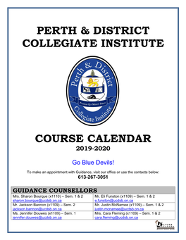 Perth & District Collegiate Institute Course Calendar