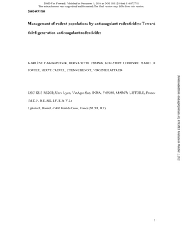 Management of Rodent Populations by Anticoagulant Rodenticides: Toward Third-Generation Anticoagulant Rodenticides