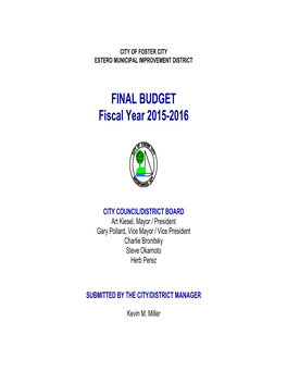 Fy 2015-2016 Final Budget