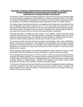 Upgradation of Sakoli to Gadchiroli Section of NH 353C (Package III – All Bypasses) in the State of Maharashtra to Two Lane Wi