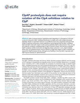 Clpap Proteolysis Does Not Require Rotation of the Clpa Unfoldase