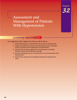 Assessment and Management of Patients with Hypertension