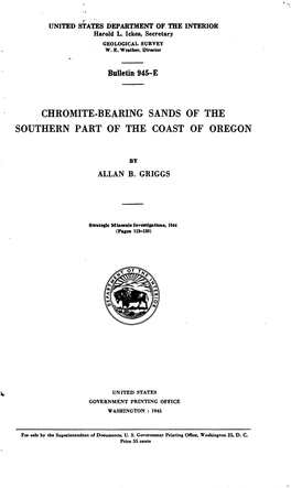 Chromite-Bearing Sands of the Southern Part of the Coast of Oregon