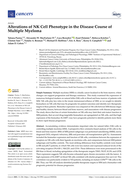 Alterations of NK Cell Phenotype in the Disease Course of Multiple Myeloma