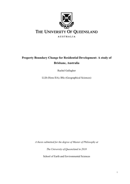 Property Boundary Change for Residential Development: a Study of Brisbane, Australia