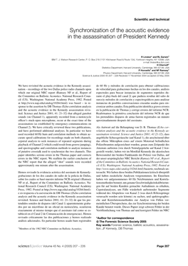 Synchronization of the Acoustic Evidence in the Assassination of President Kennedy