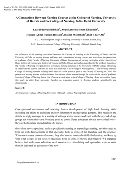 A Comparison Between Nursing Courses at the College of Nursing, University of Basrah and the College of Nursing, India, Delhi University