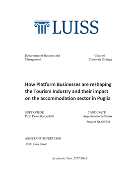 How Platform Businesses Are Reshaping the Tourism Industry and Their Impact on the Accommodation Sector in Puglia