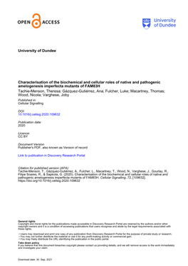 Characterisation of the Biochemical and Cellular Roles of Native And