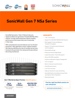 Sonicwall Gen 7 Nsa Series