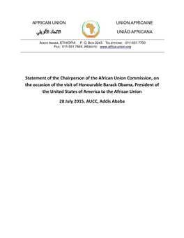 Statement of the Chairperson of the African Union Commission