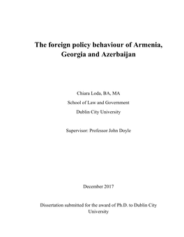 The Foreign Policy Behaviour of Armenia, Georgia and Azerbaijan