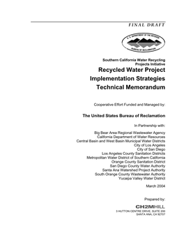 Recycled Water Project Implementation Strategies Technical Memorandum