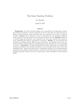 The Solar Neutrino Problem