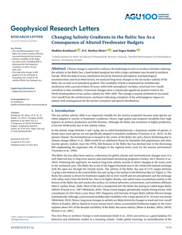 Changing Salinity Gradients in the Baltic Sea As a Consequence of Altered Freshwater Budgets