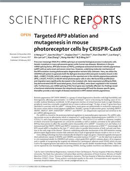 Targeted RP9 Ablation and Mutagenesis in Mouse Photoreceptor Cells by CRISPR-Cas9