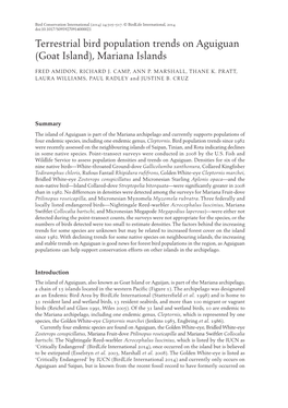 Terrestrial Bird Population Trends on Aguiguan (Goat Island), Mariana Islands