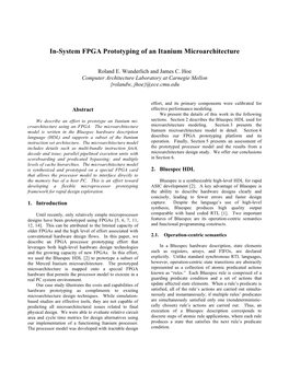 In-System FPGA Prototyping of an Itanium Microarchitecture