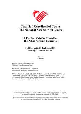 Cynulliad Cenedlaethol Cymru the National Assembly for Wales