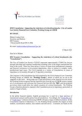 CLLS LIBOR Working Group Response to HMT Consultation Safe Harbour