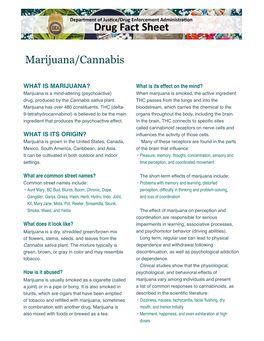 Drug Fact Sheet: Marijuana/Cannabis