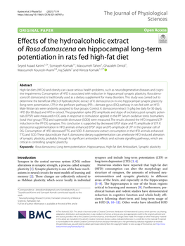 Effects of the Hydroalcoholic Extract of Rosa Damascena on Hippocampal