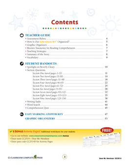 Sample Pages/Table of Contents