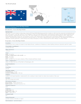 The World Factbook Australia-Oceania :: Cocos (Keeling) Islands (Territory of Australia) Introduction :: Cocos (Keeling) Islands