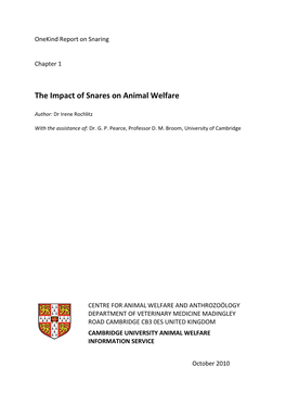 The Impact of Snares on Animal Welfare