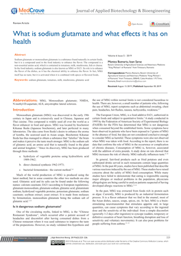 What Is Sodium Glutamate and What Effects It Has on Health
